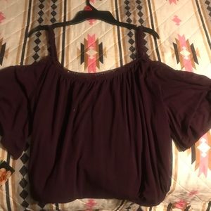Loose off the shoulder burgundy blouse